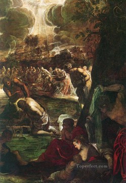 クリスチャン・イエス Painting - キリストの洗礼 詳細1 イタリアのティントレット